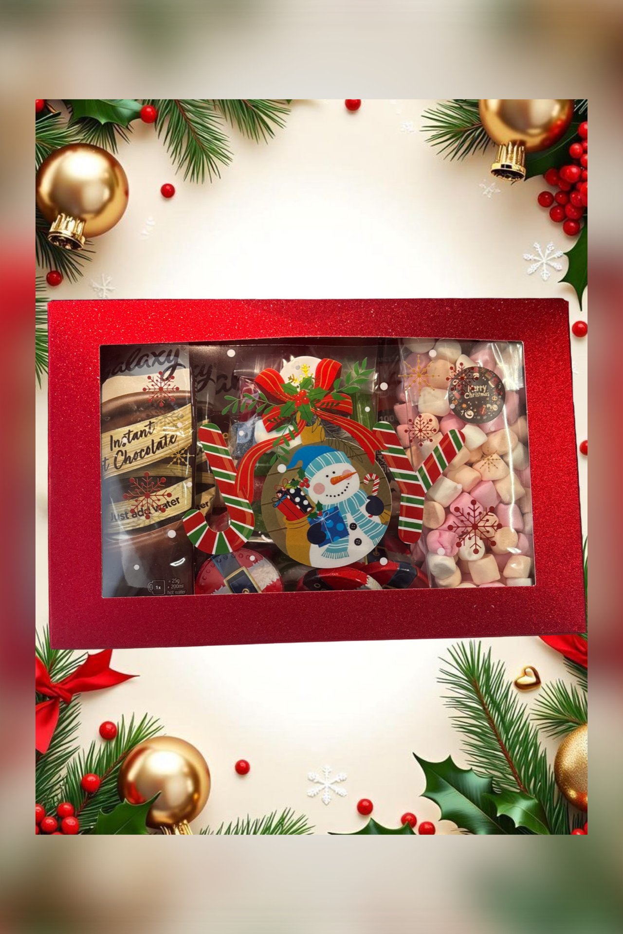 Christmas hamper filled with festive sweet treats