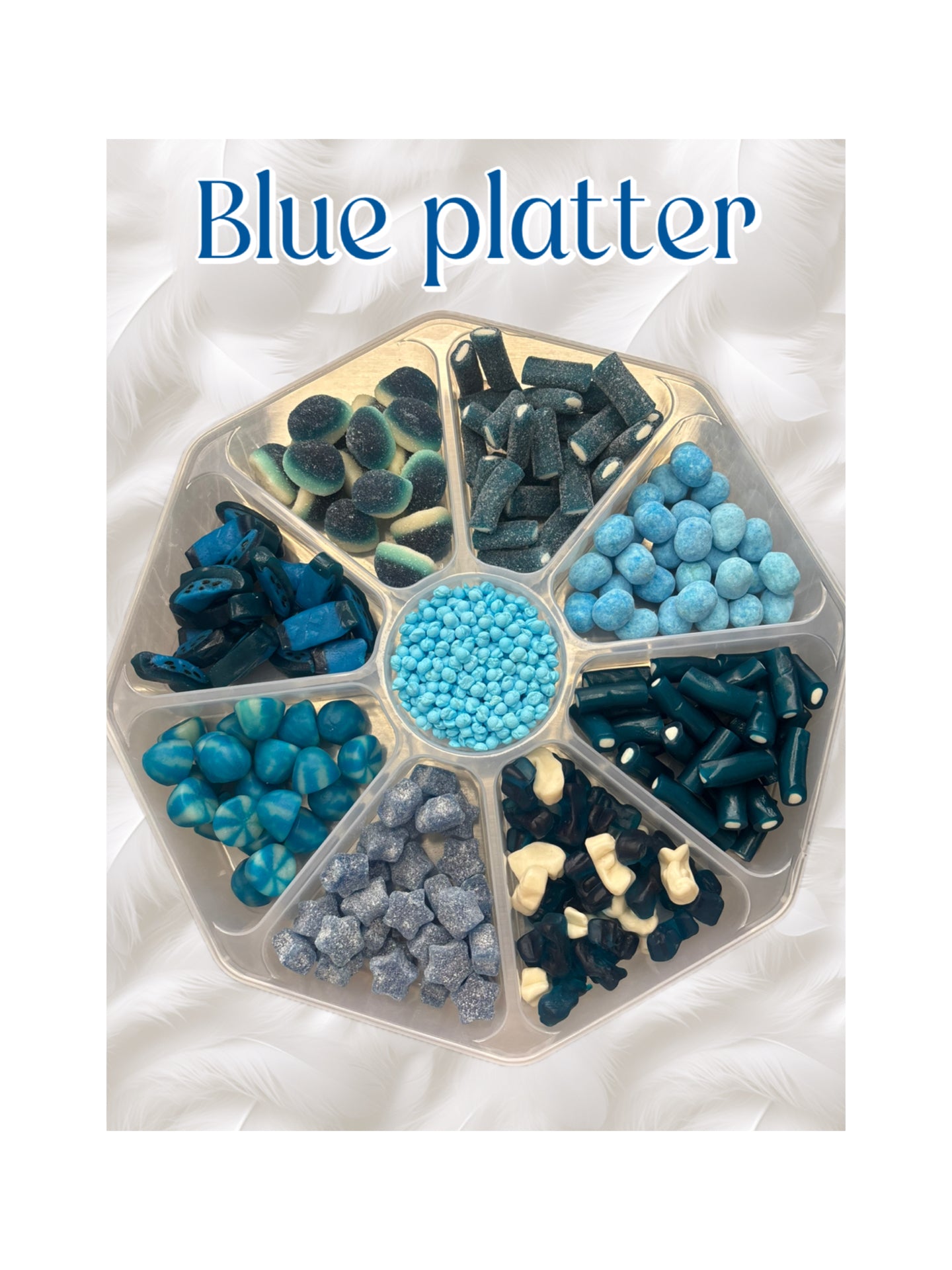 Blue platter - 9 selection sweets in a reusable platter