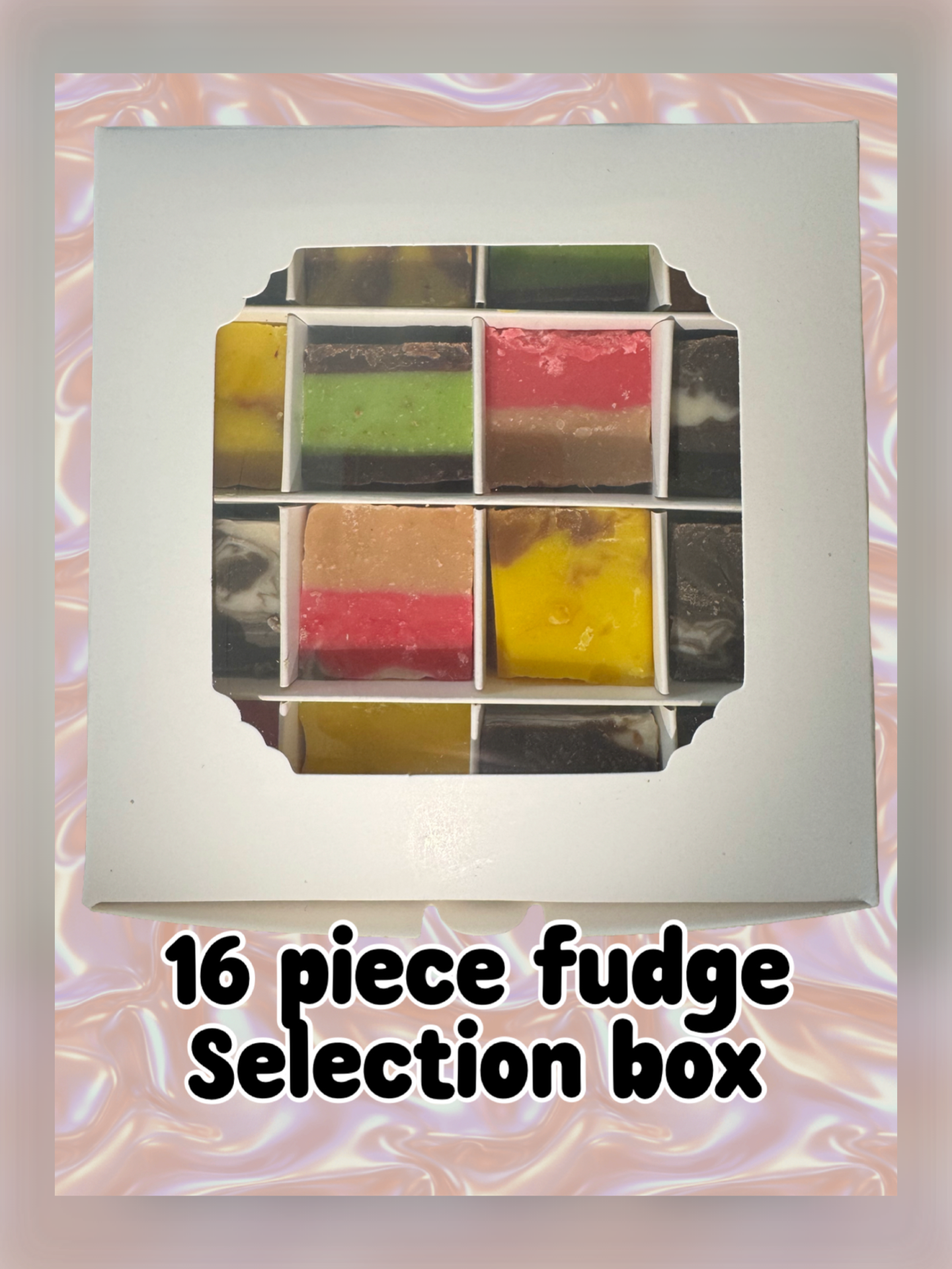 Fudge selection box - 16 pieces, a variety of different flavours