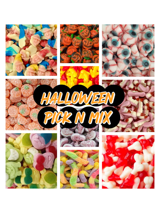 Halloween create your own pick N mix (A MINIMUM OF 5 SWEETS MUST BE ADDED TO CART) each option will be 100g of sweets. All sweets will be in the same pouch and mixed in a resealable bag.