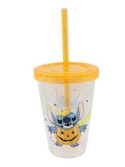 Stitch and angel Halloween sweet cup - reusable cup with straw and sweets.