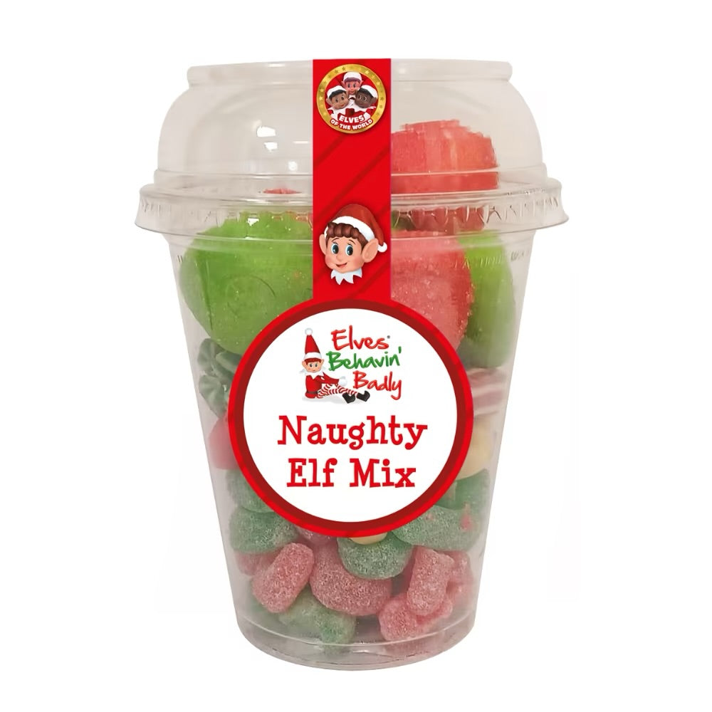 Naughty elf mix - comes in a plastic cup filled with festive red and green sweets! 210g