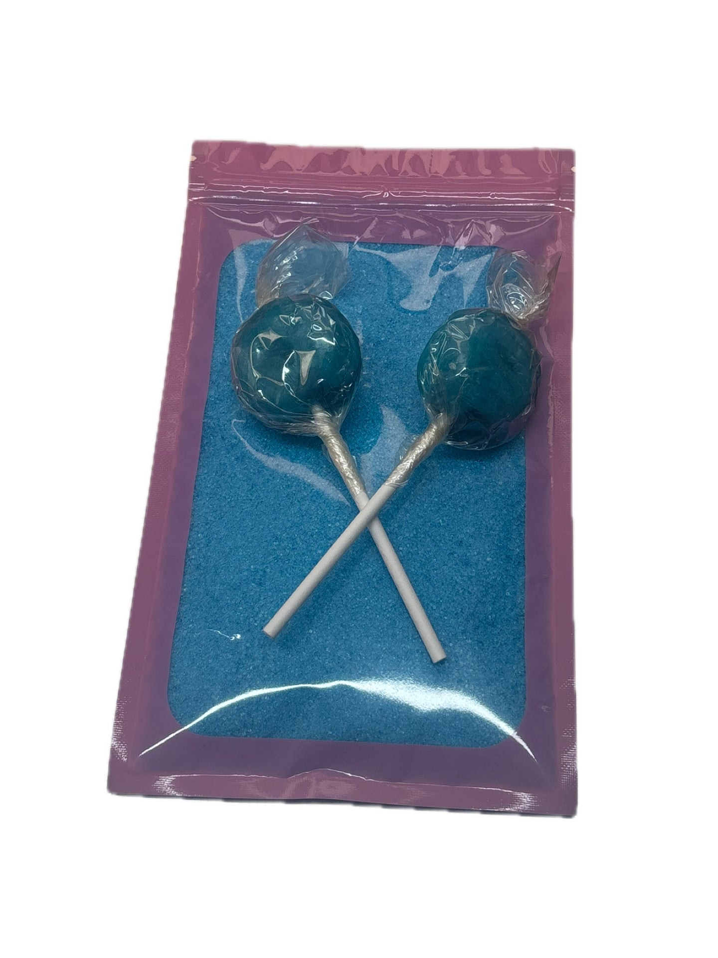 Sherbet and lollies - 100g of sherbet and 2 Dobsons mega lollies in a resealable pouch.