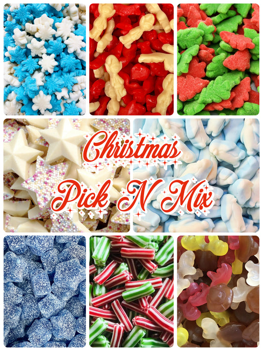 Create your own Christmas Pick N Mix ( A MINIMUM OF 5 MUST BE ADDED TO CART) each option will be 100g of sweets. All sweets will be in the same pouch and mixed in a resealable bag.