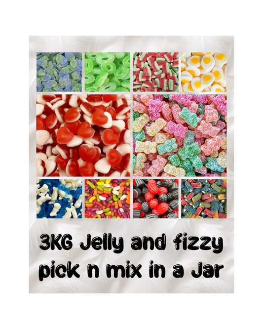 3KG MIXED JELLY AND FIZZY PICK N MIX SWEETS IN A JAR
