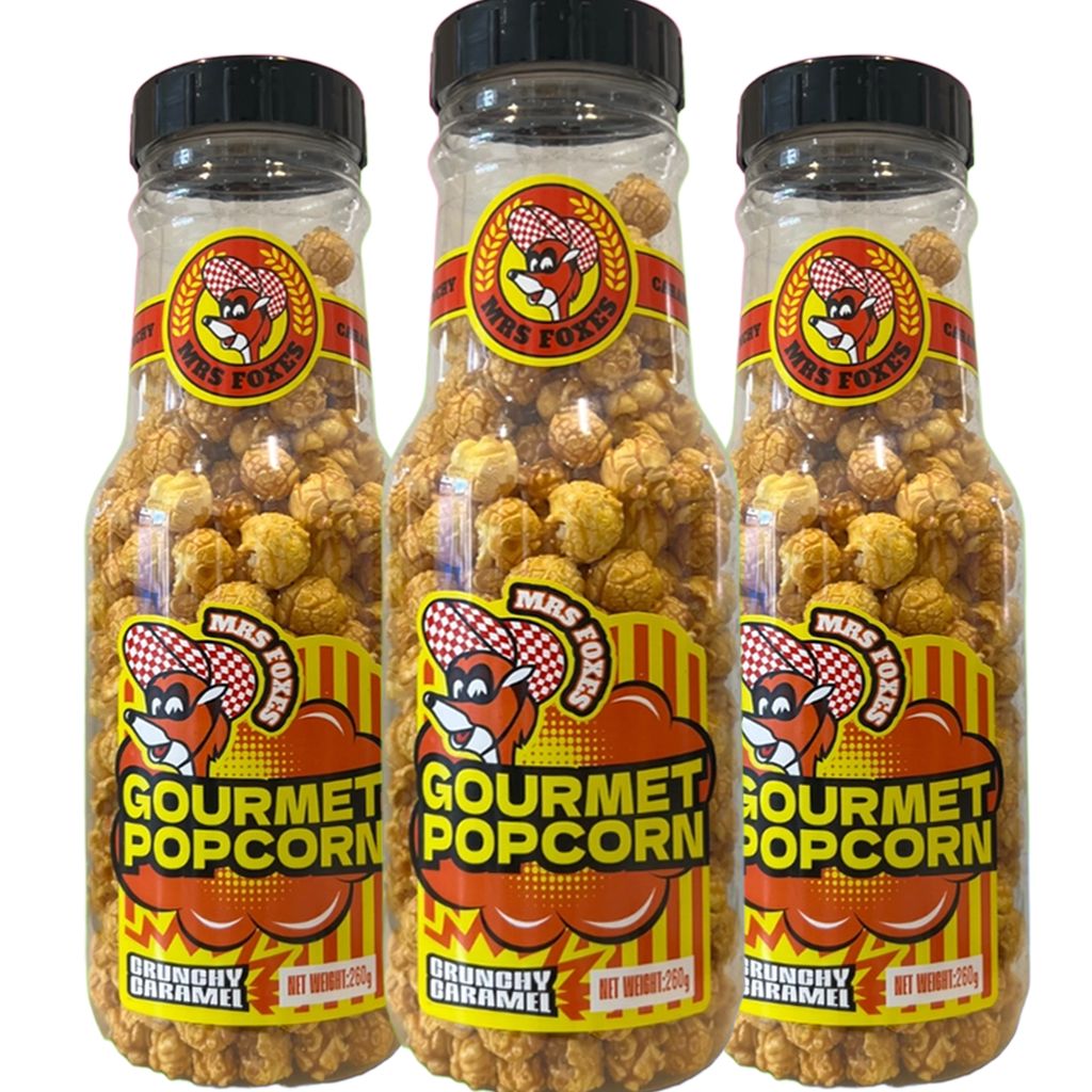 MRS FOXES Gourmet Caramel Popcorn 260g + Reusable Jar