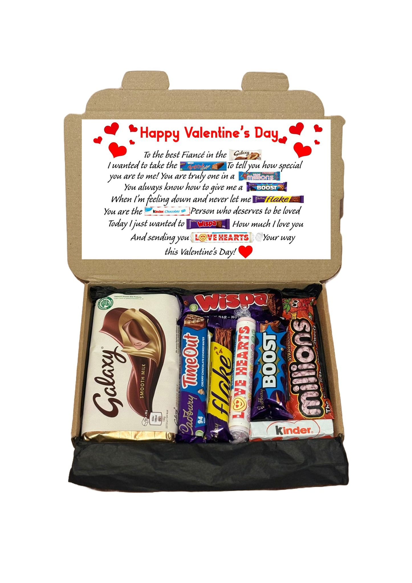Valentine’s Chocolate Gift Box with Poem | Galaxy, Flake, Wispa & More