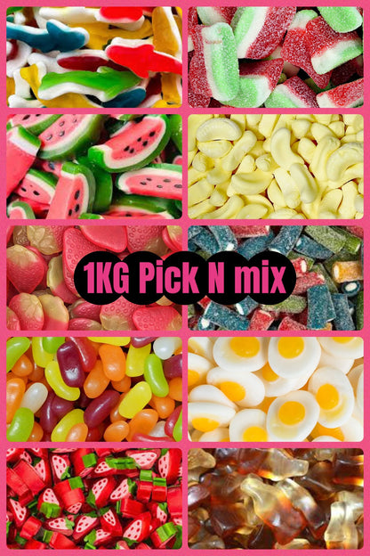 1KG Mixed Pick N Mix Sweets | Resealable Bag of Assorted Retro Candy